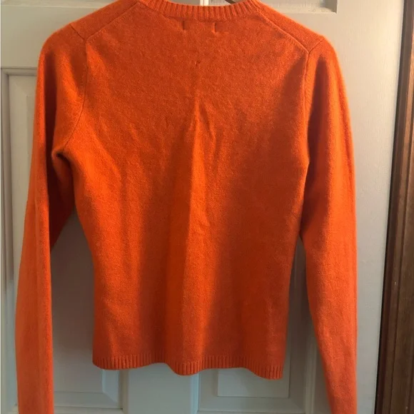 NWOT Willi Smith Cashmere Blend Orange V-neck Faux Wrap Fitted Sweater sz L. - Picture 5 of 5